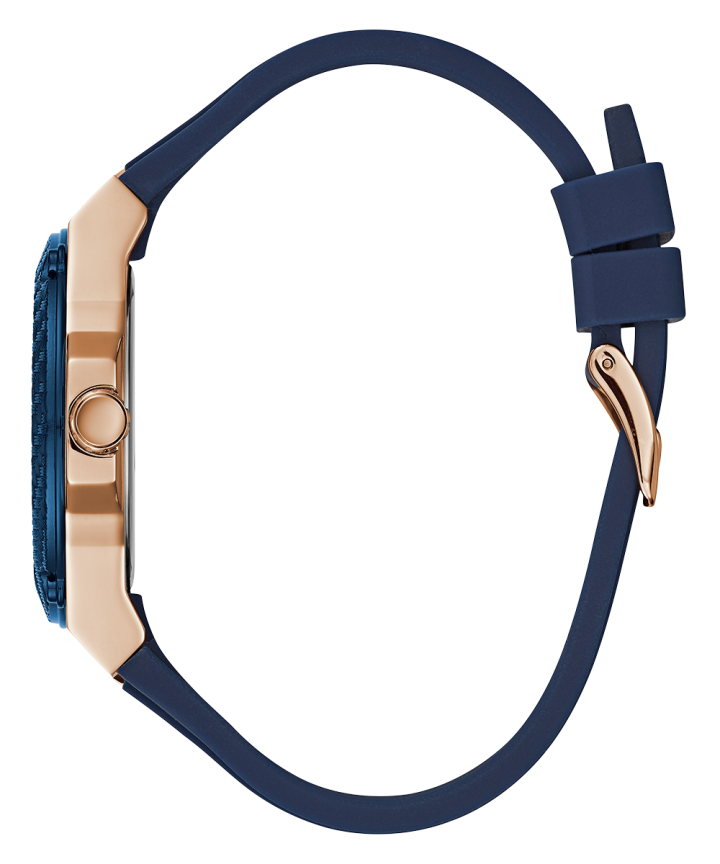 Rose Gold Tone Case Blue Silicone Watch large