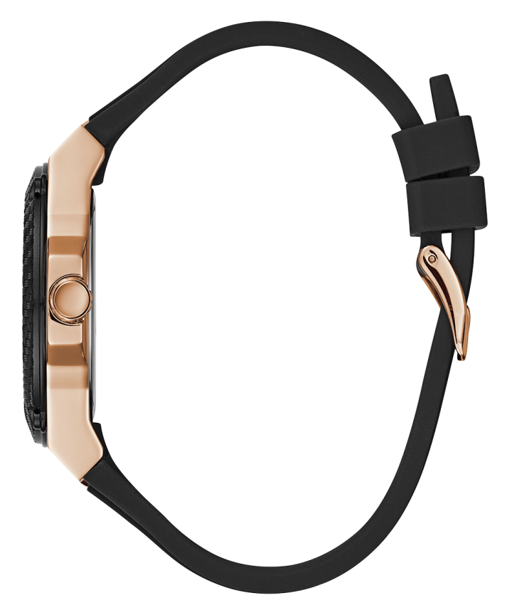 Rose Gold Tone Case Black Silicone Watch large