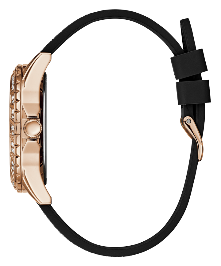 Rose Gold Tone Case Black Silicone Watch large
