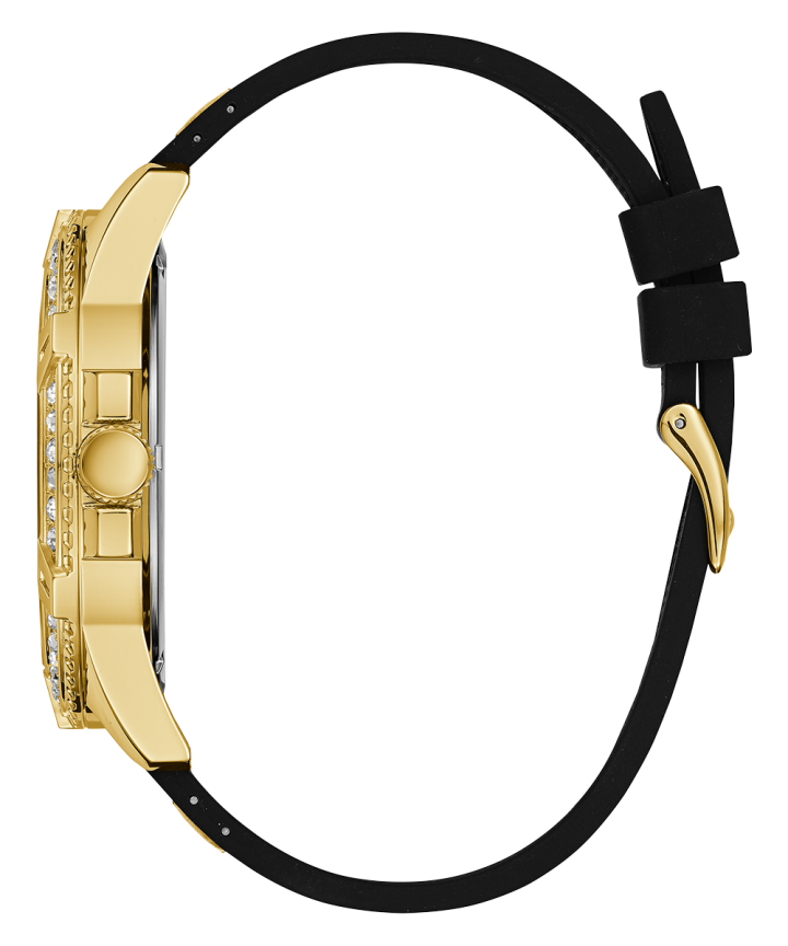 Gold Tone Case Black Silicone Watch large
