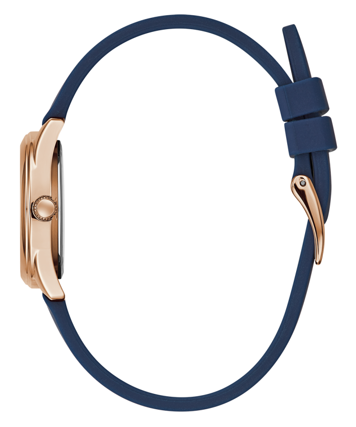 Rose Gold Tone Case Blue Silicone Watch large