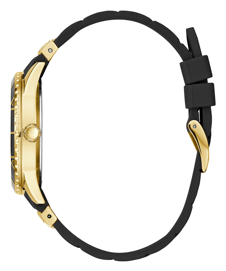 Gold Tone Case Black Silicone Watch large