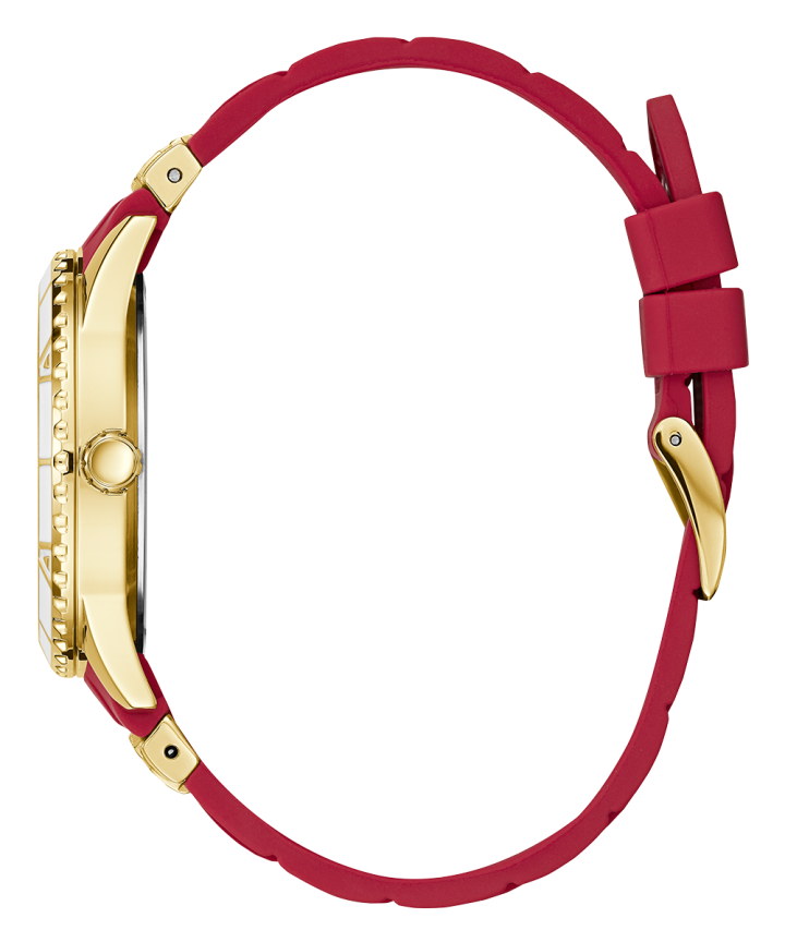 Gold Tone Case Red Silicone Watch large