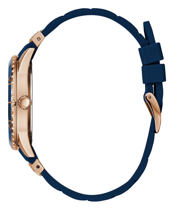 Rose Gold Tone Case Blue Silicone Watch large