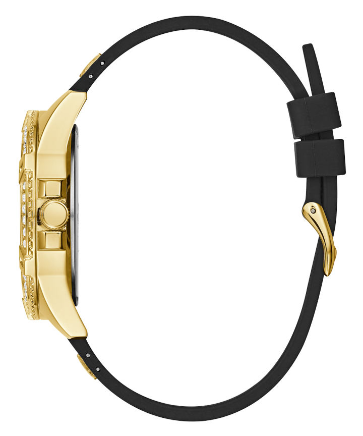 Gold Tone Case Black Silicone Watch large