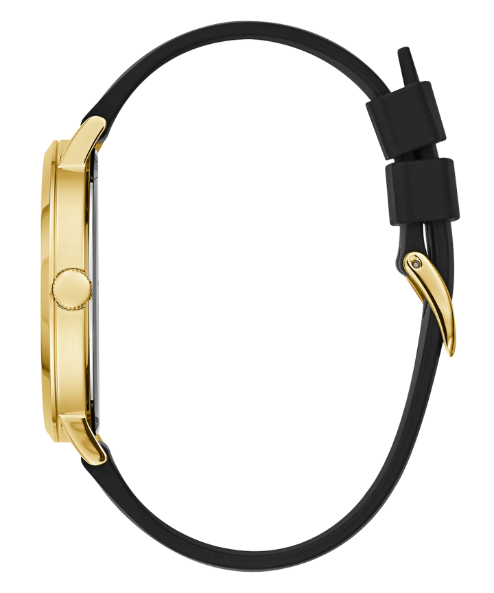 Gold Tone Case Black Silicone Watch large