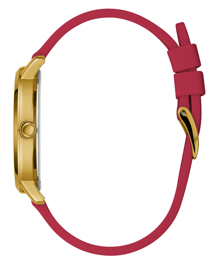 Gold Tone Case Red Silicone Watch large
