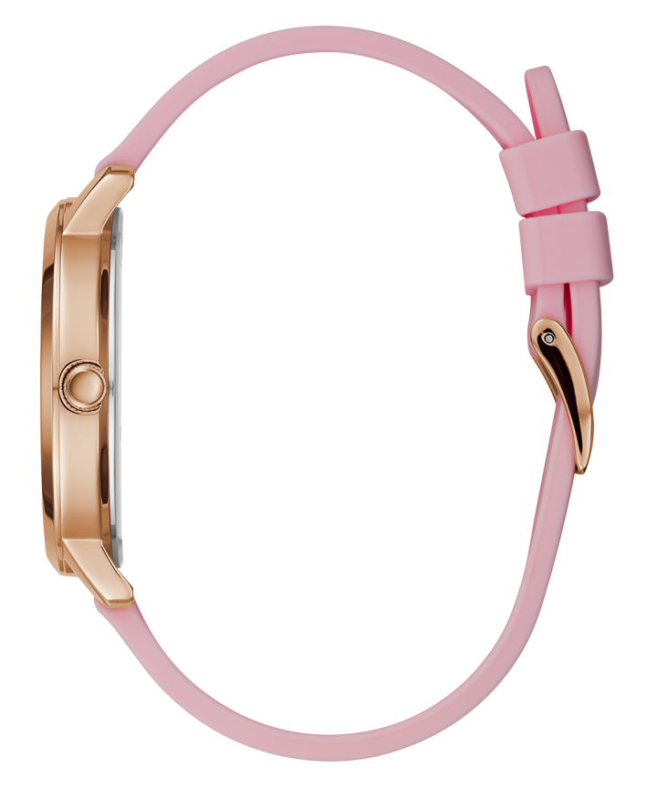 Rose Gold Tone Case Pink Silicone Watch large