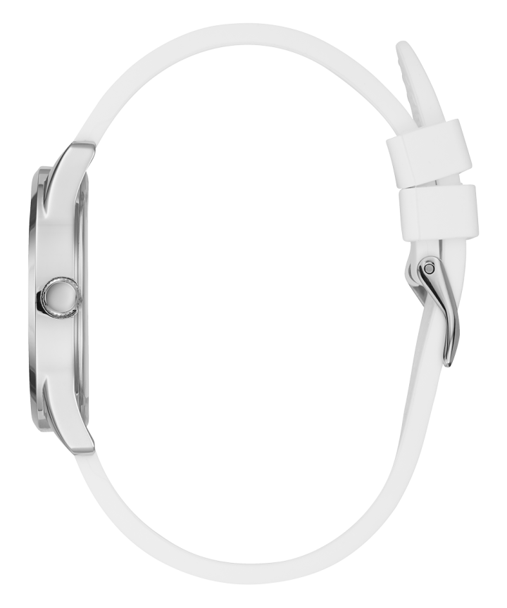Silver Tone Case White Silicone Watch large