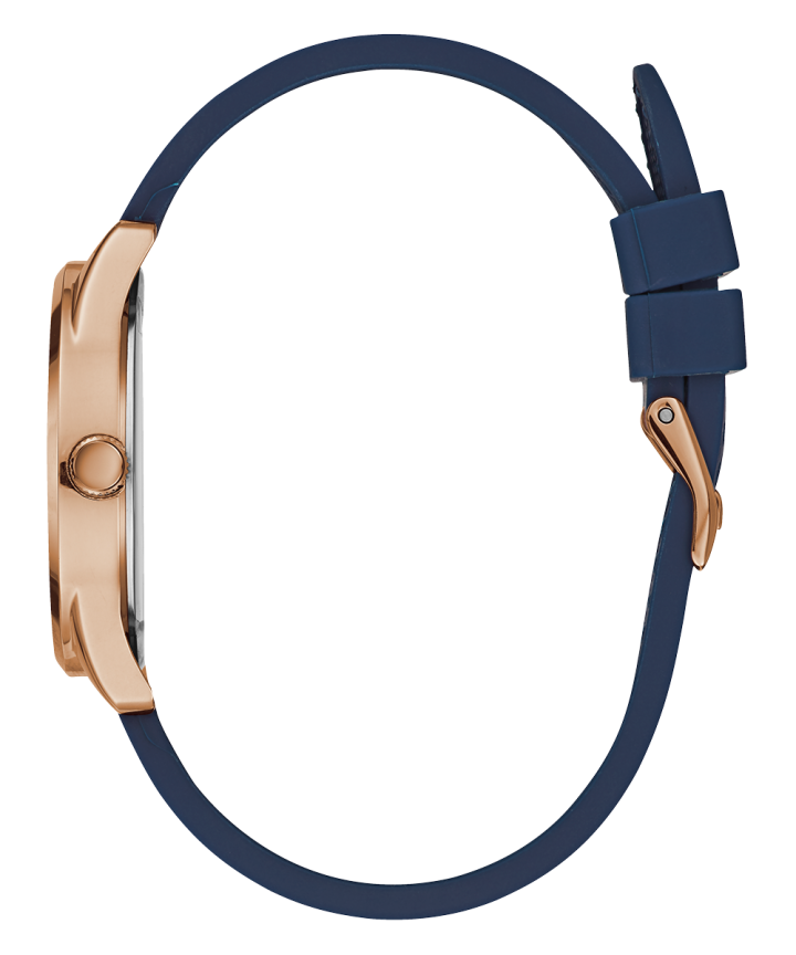 Rose Gold Tone Case Blue Silicone Watch large