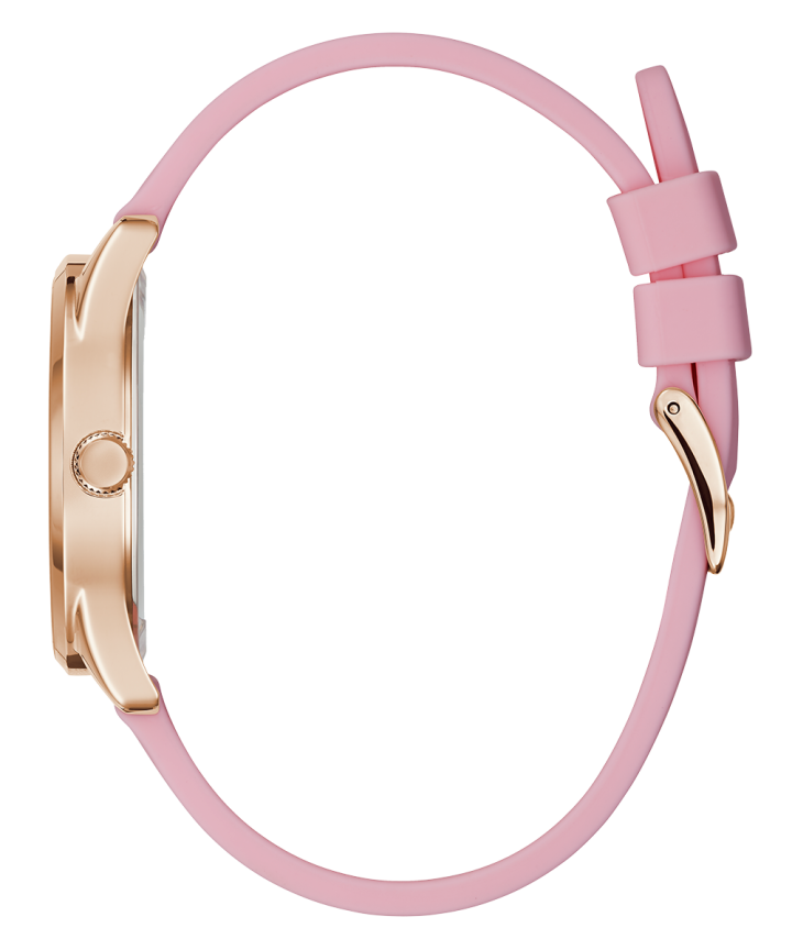 Rose Gold Tone Case Pink Silicone Watch large