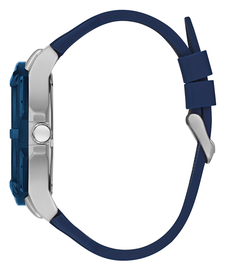 Silver Tone Case Blue Silicone Watch large