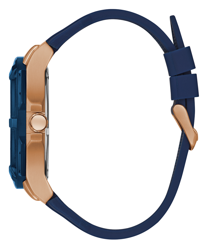 Rose Gold Tone Case Blue Silicone Watch large