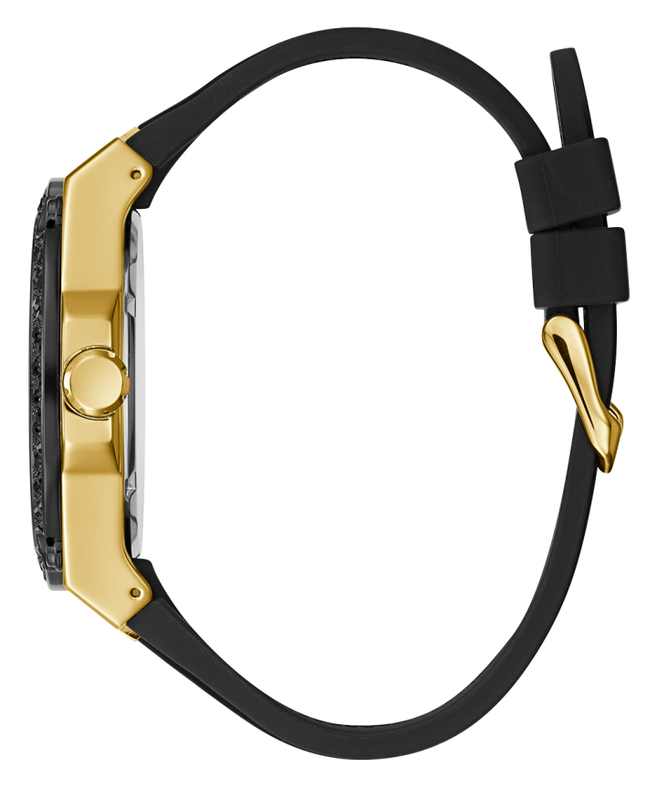 Gold Tone Case Black Silicone Watch large
