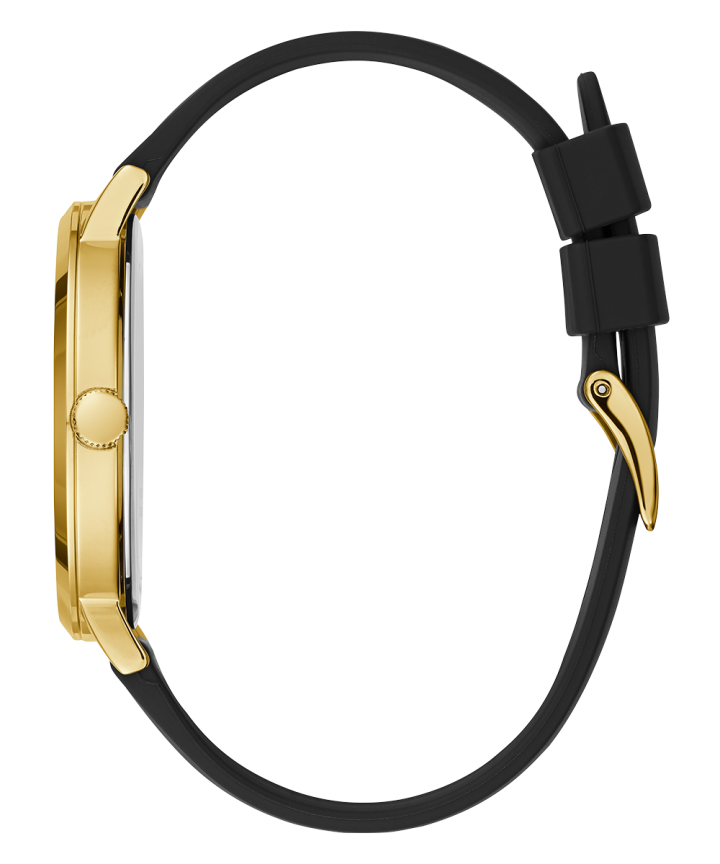 Gold Tone Case Black Silicone Watch large
