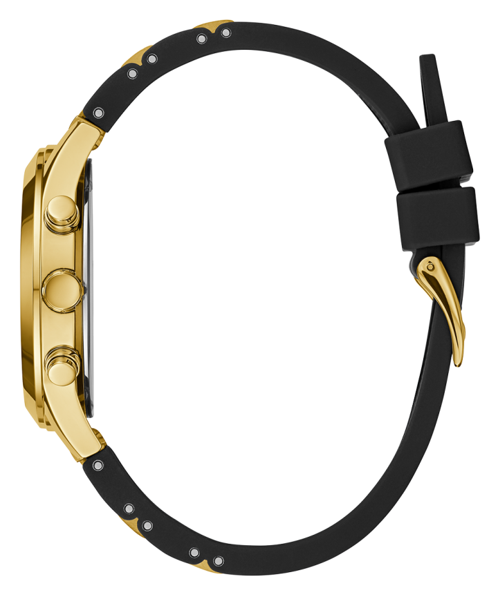 Gold Tone Case Black Silicone Watch large