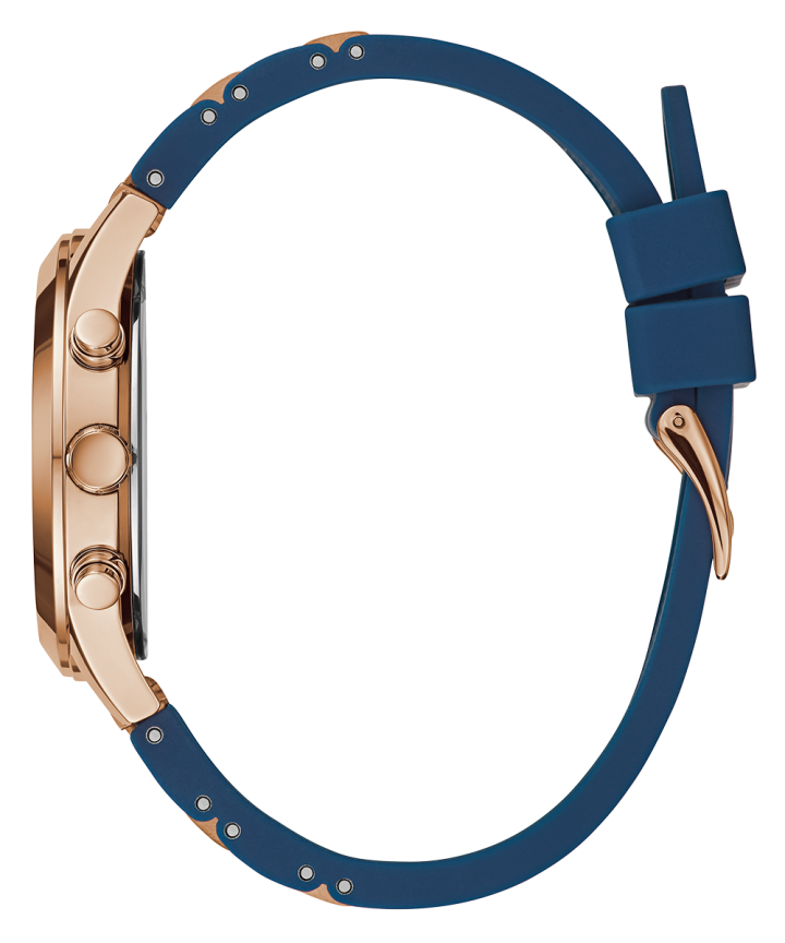Rose Gold Tone Case Blue Silicone Watch large