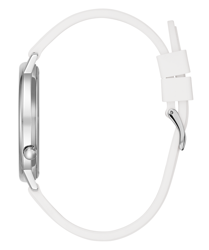 Silver Tone Case White Silicone Watch large