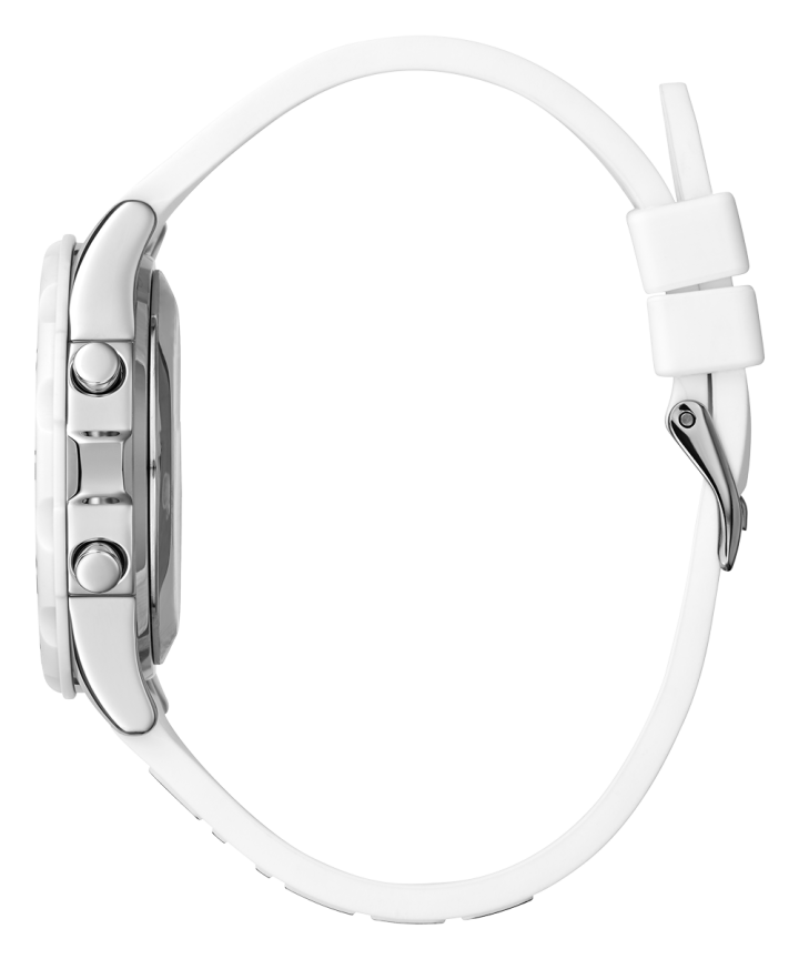 Silver Tone Case White Silicone Watch large