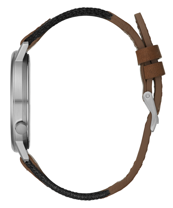 Silver Tone Case 2-Tone Genuine Leather Watch large