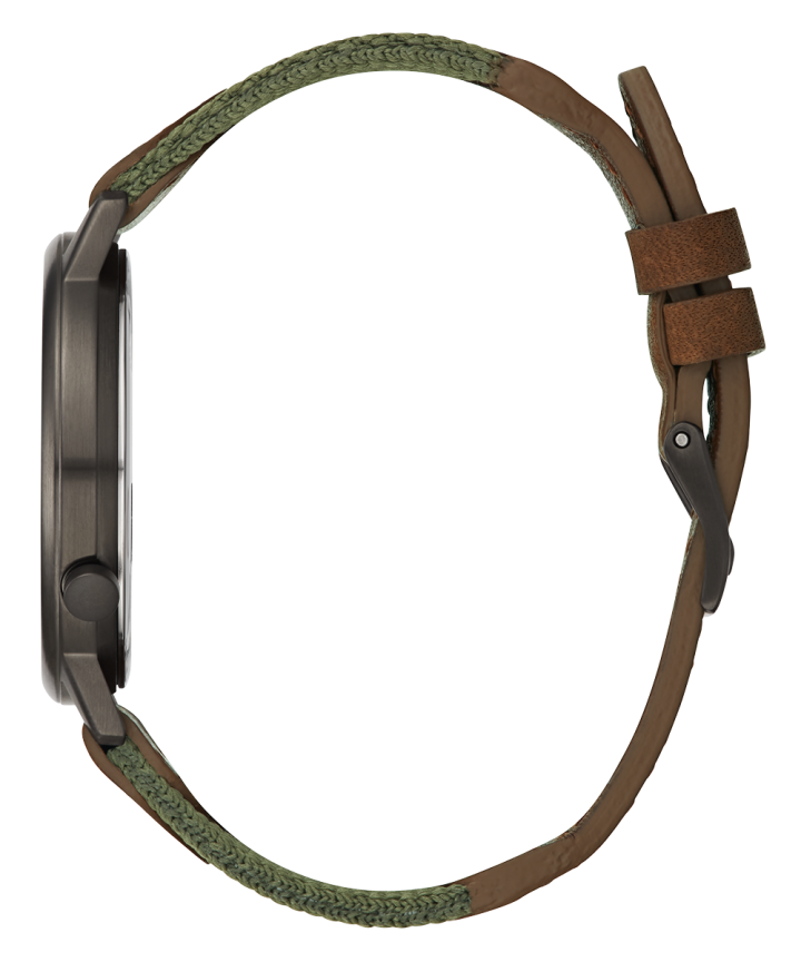 Gunmetal Case 2-Tone Genuine Leather Watch large