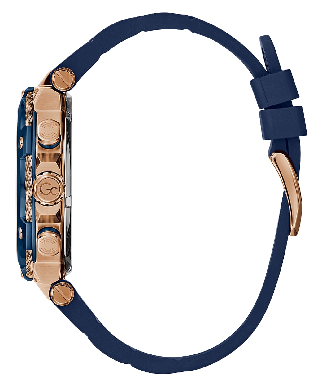 Gc Urbancode Rose Gold Blue Silicone Mens Watch Gc Watches