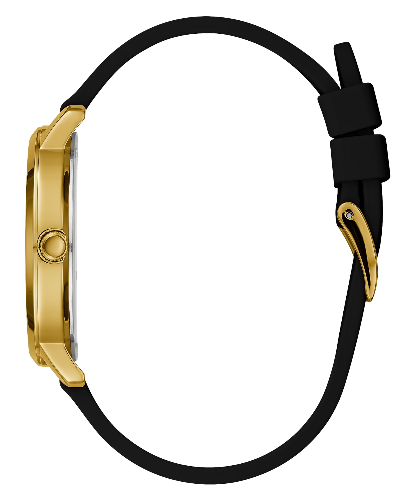 Gold Tone Case Black Silicone Watch large