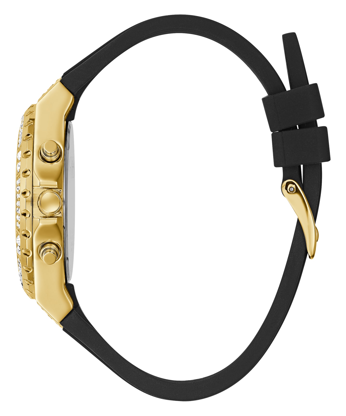 Gold Tone Case Black Silicone Watch large