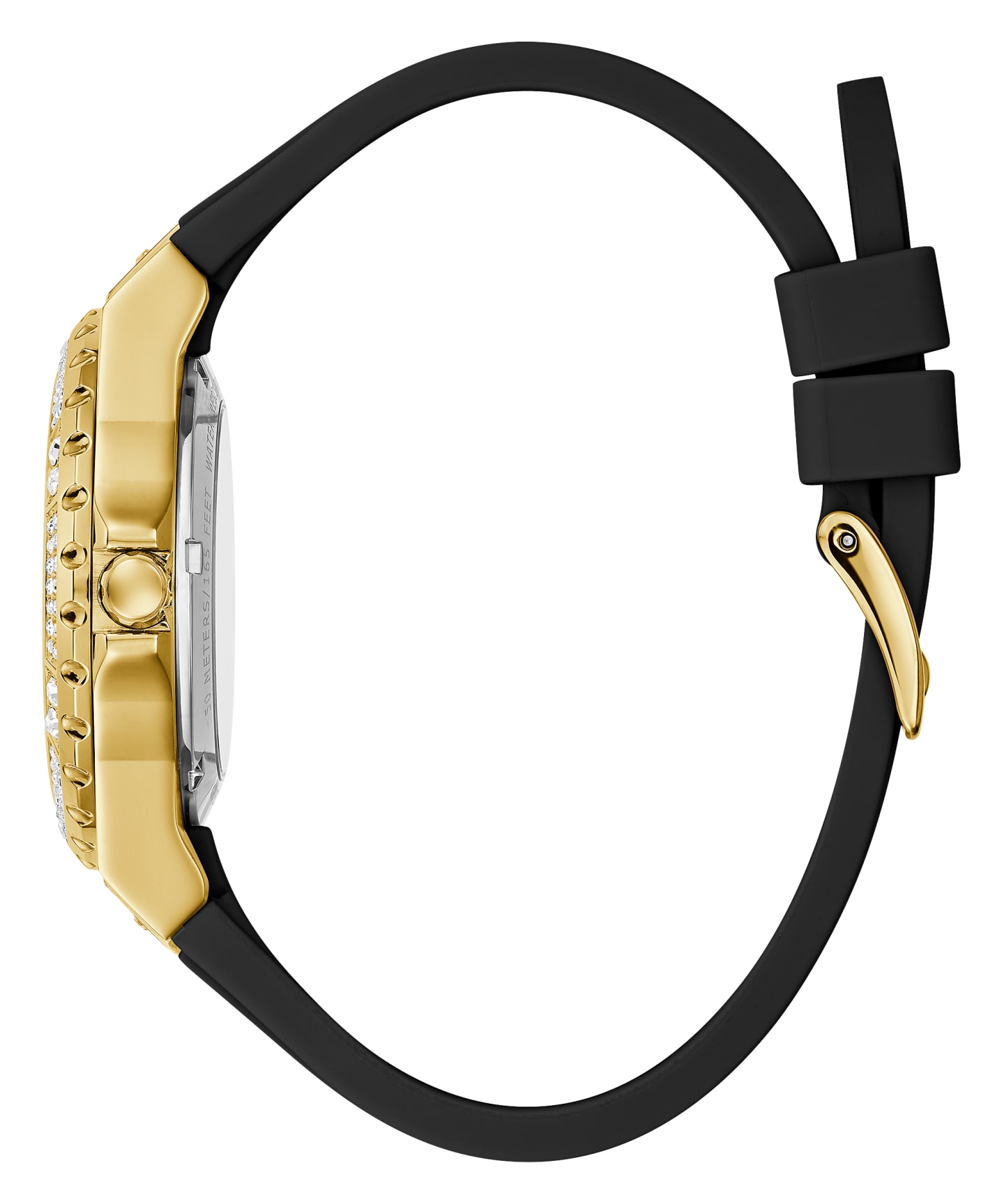 Gold Tone Case Black Silicone Watch large