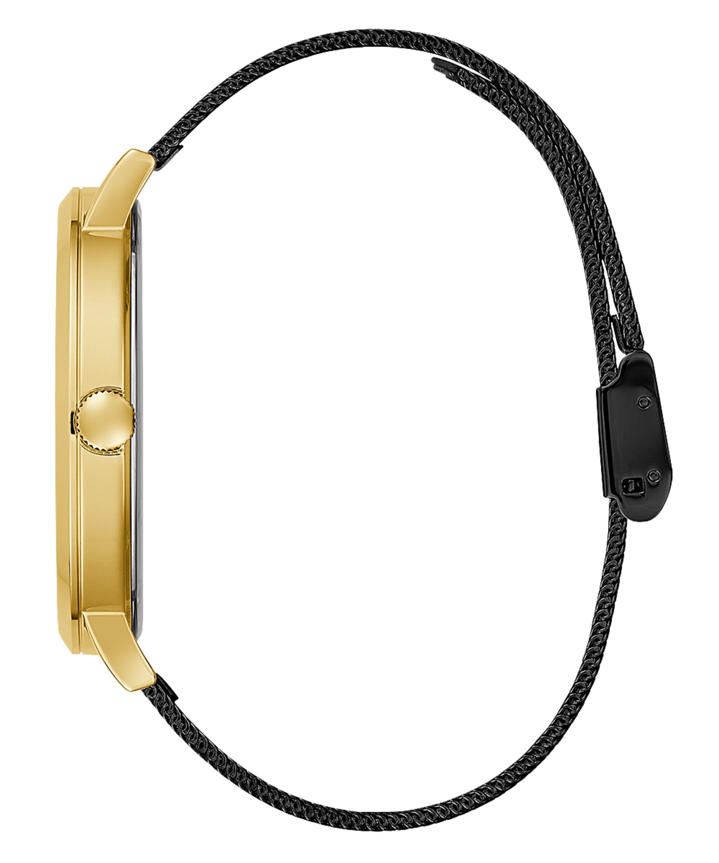 Gold Tone Case Black Stainless Steel Watch large
