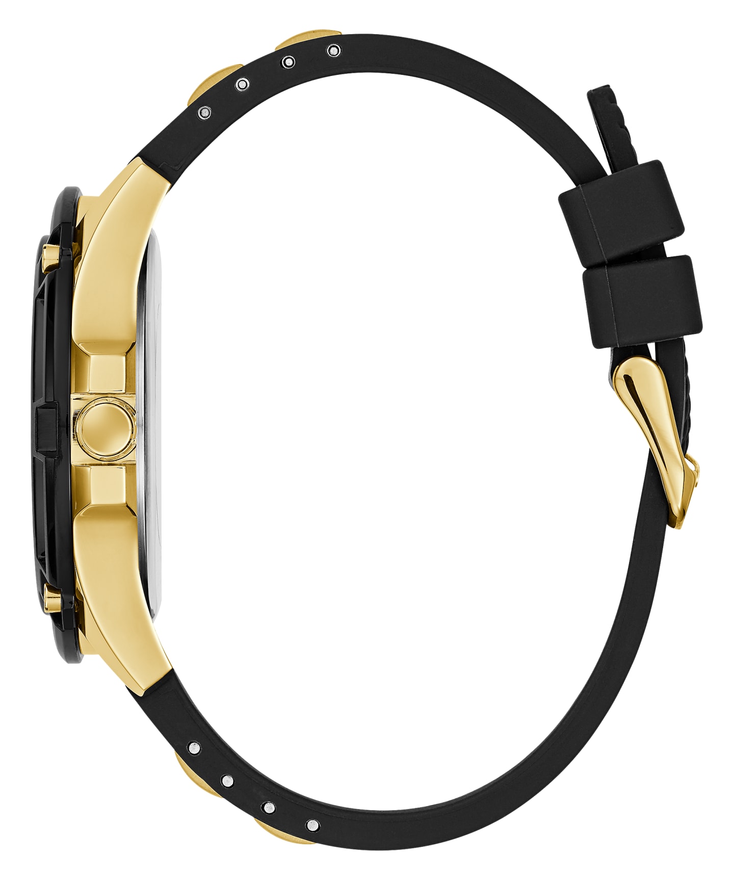 Gold Tone Case Black Silicone Watch large