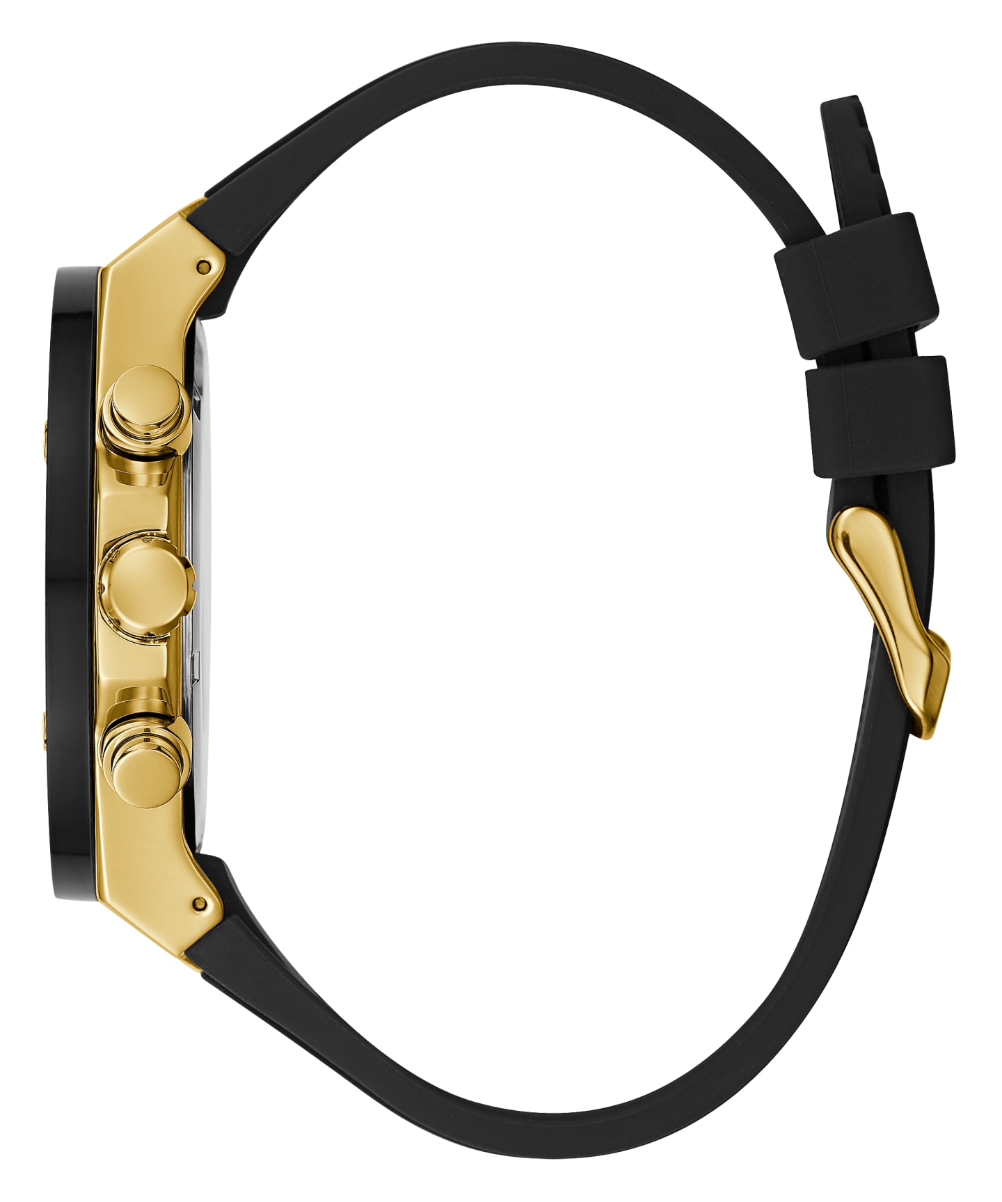 Gold Tone Case Black Silicone Watch large