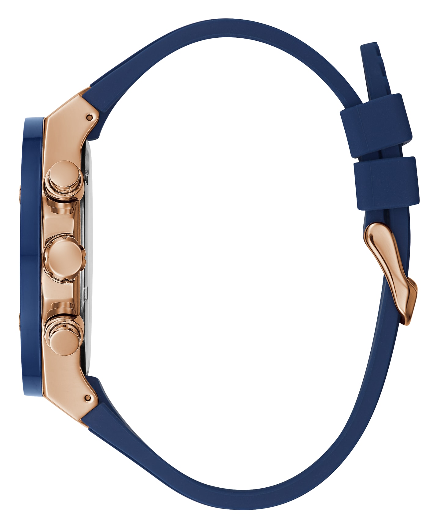 Rose Gold Tone Case Blue Silicone Watch large