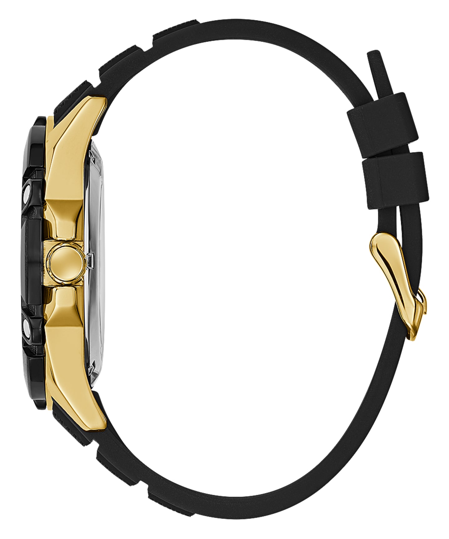 Gold Tone Case Black Silicone Watch large