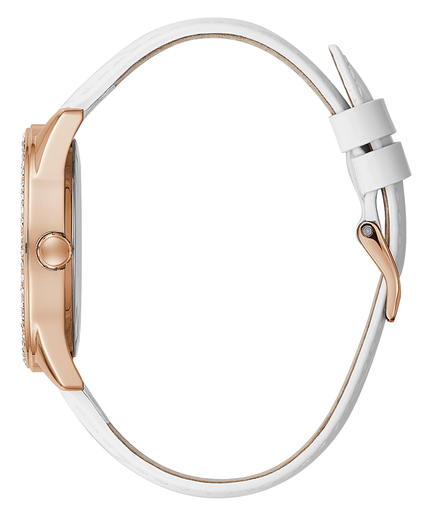 Rose Gold Tone Case White Genuine Leather Watch large