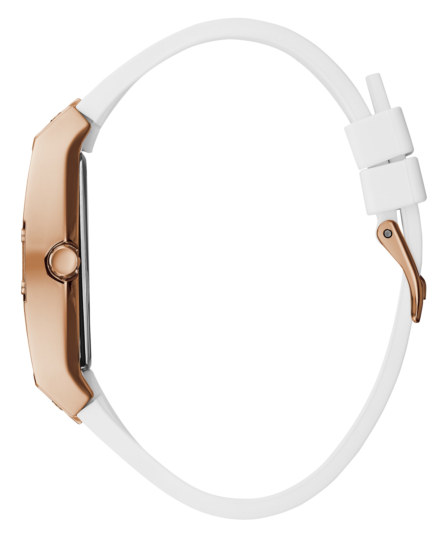 Rose Gold Tone Case White Genuine leather/Silicone Watch large