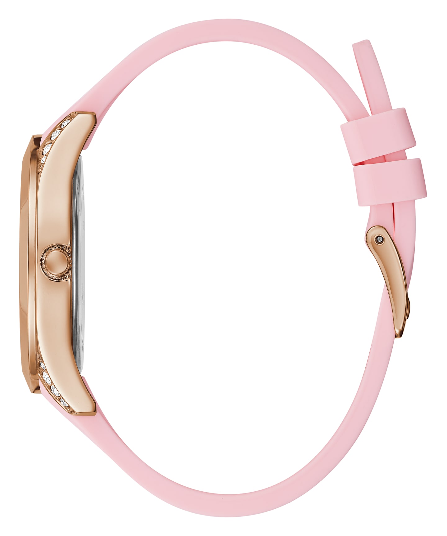 Rose Gold Tone Case Pink Silicone Watch large