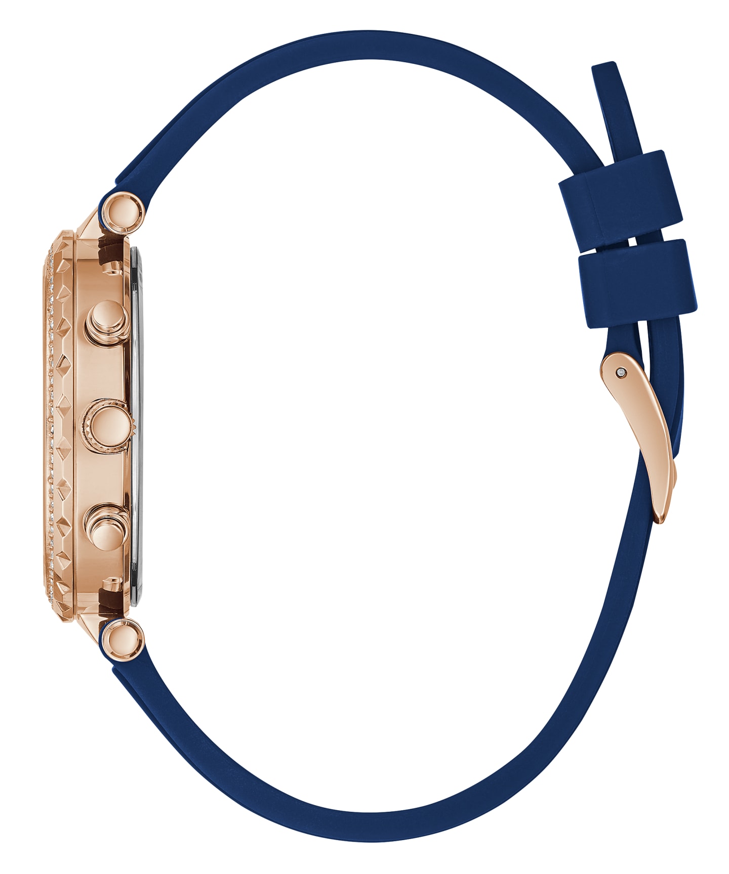 Rose Gold Tone Case Blue Silicone Watch large