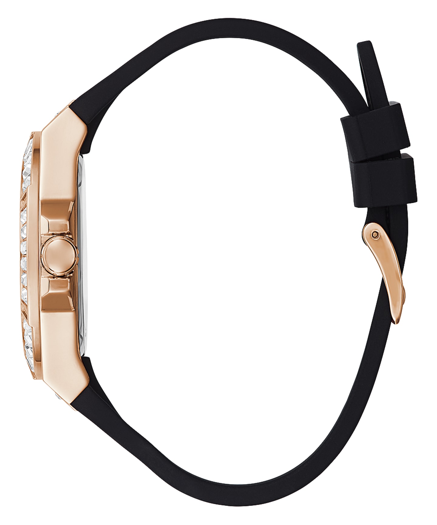 Rose Gold Tone Case Black Silicone Watch large