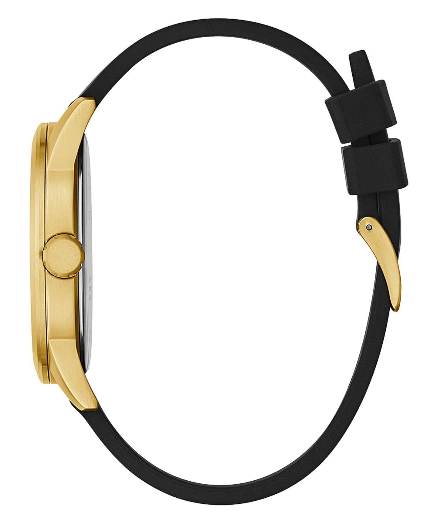 Gold Tone Case Black Silicone Watch large