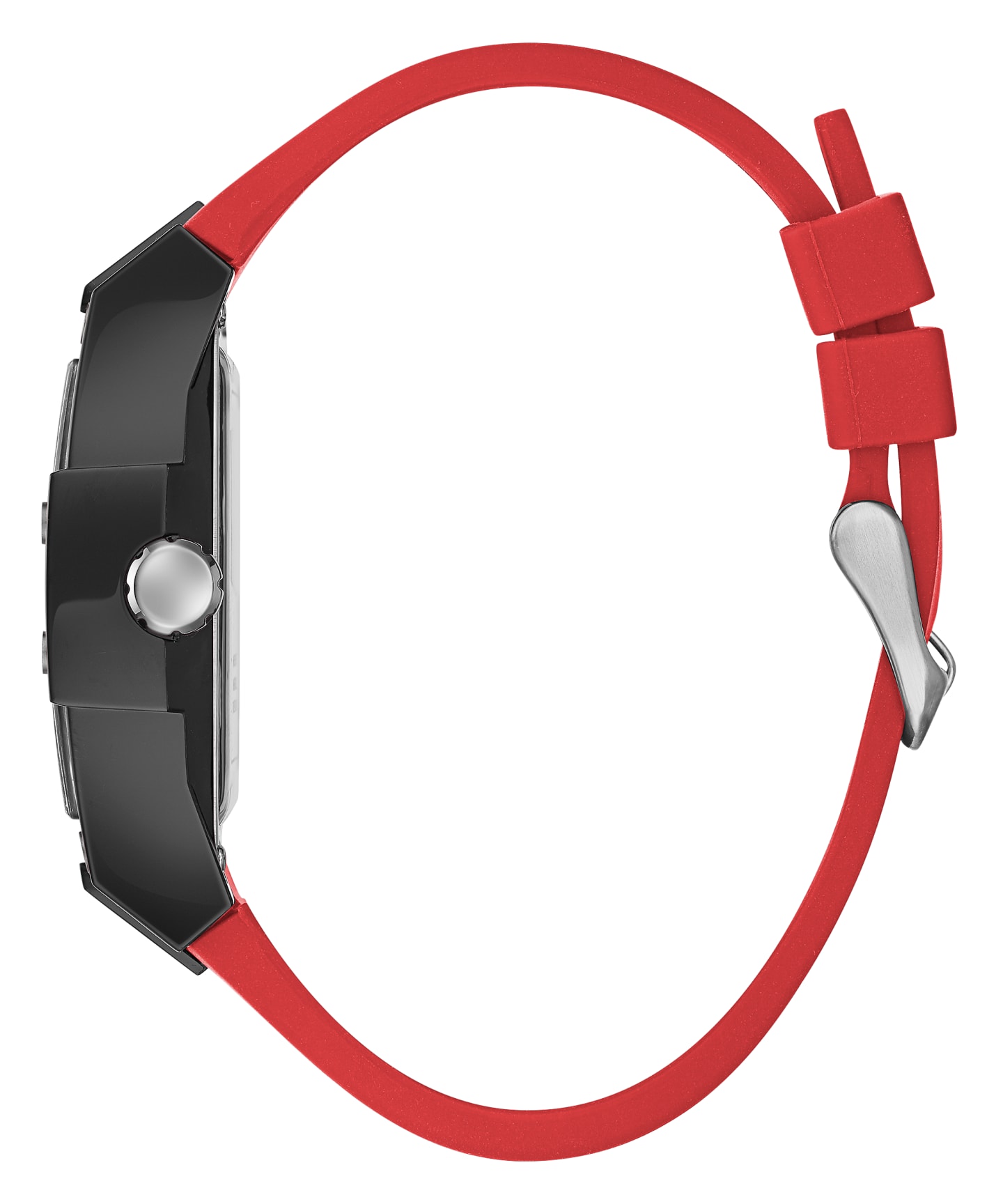 Black Case Red Silicone Watch large
