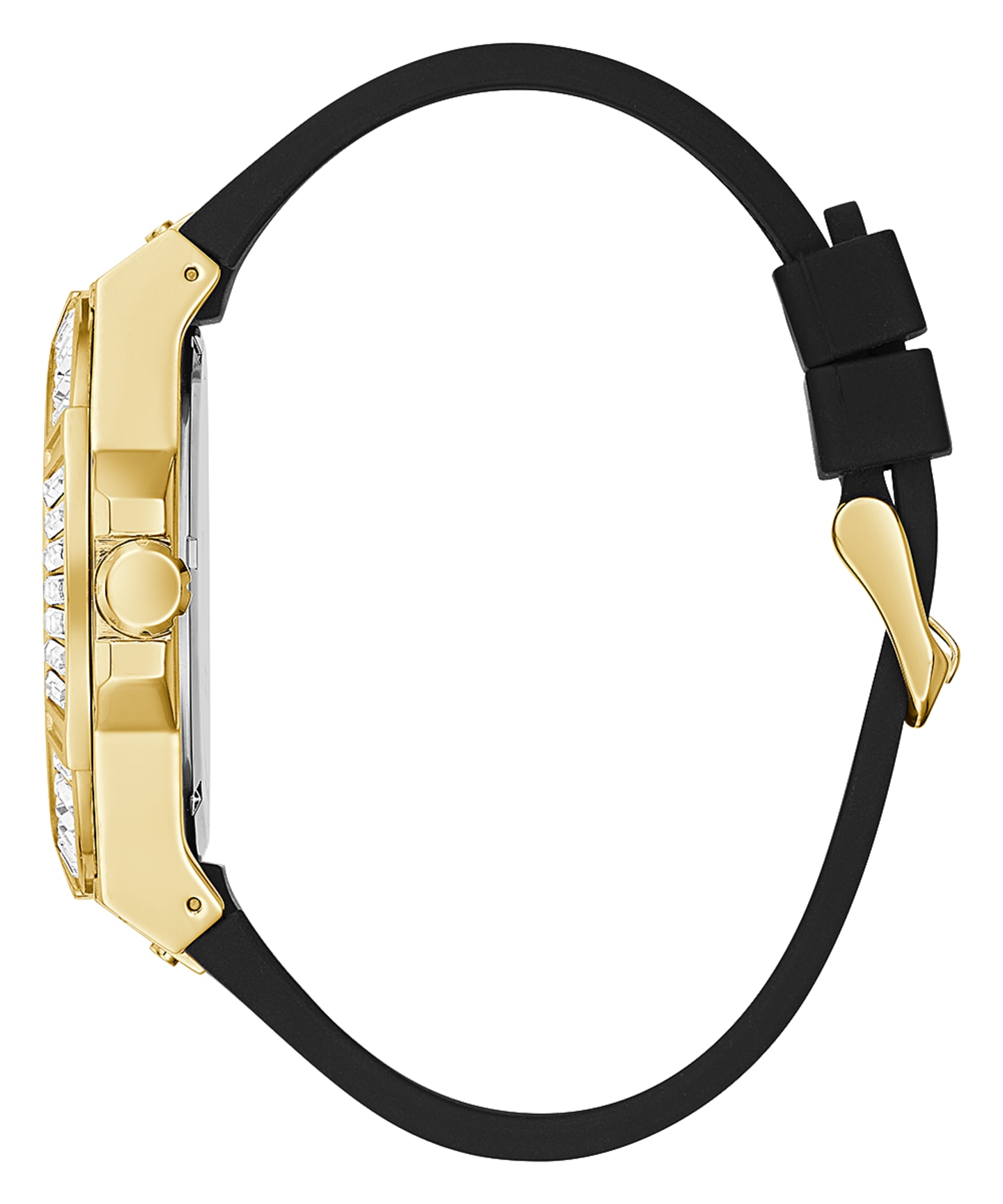 Gold Tone Case Black Silicone Watch large