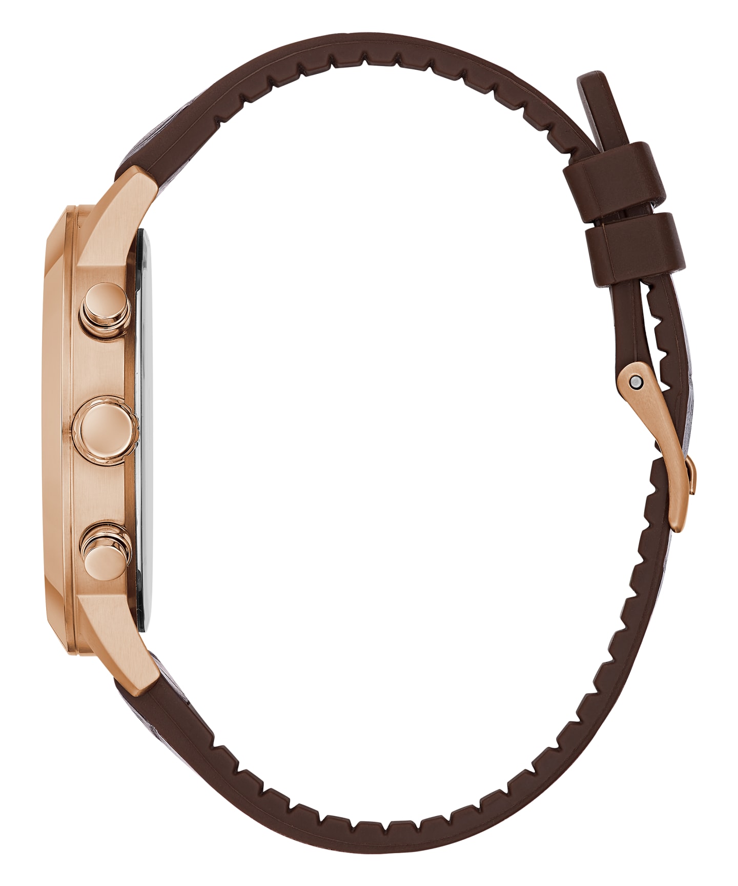 Rose Gold Tone Case Brown Genuine leather/Silicone Watch large