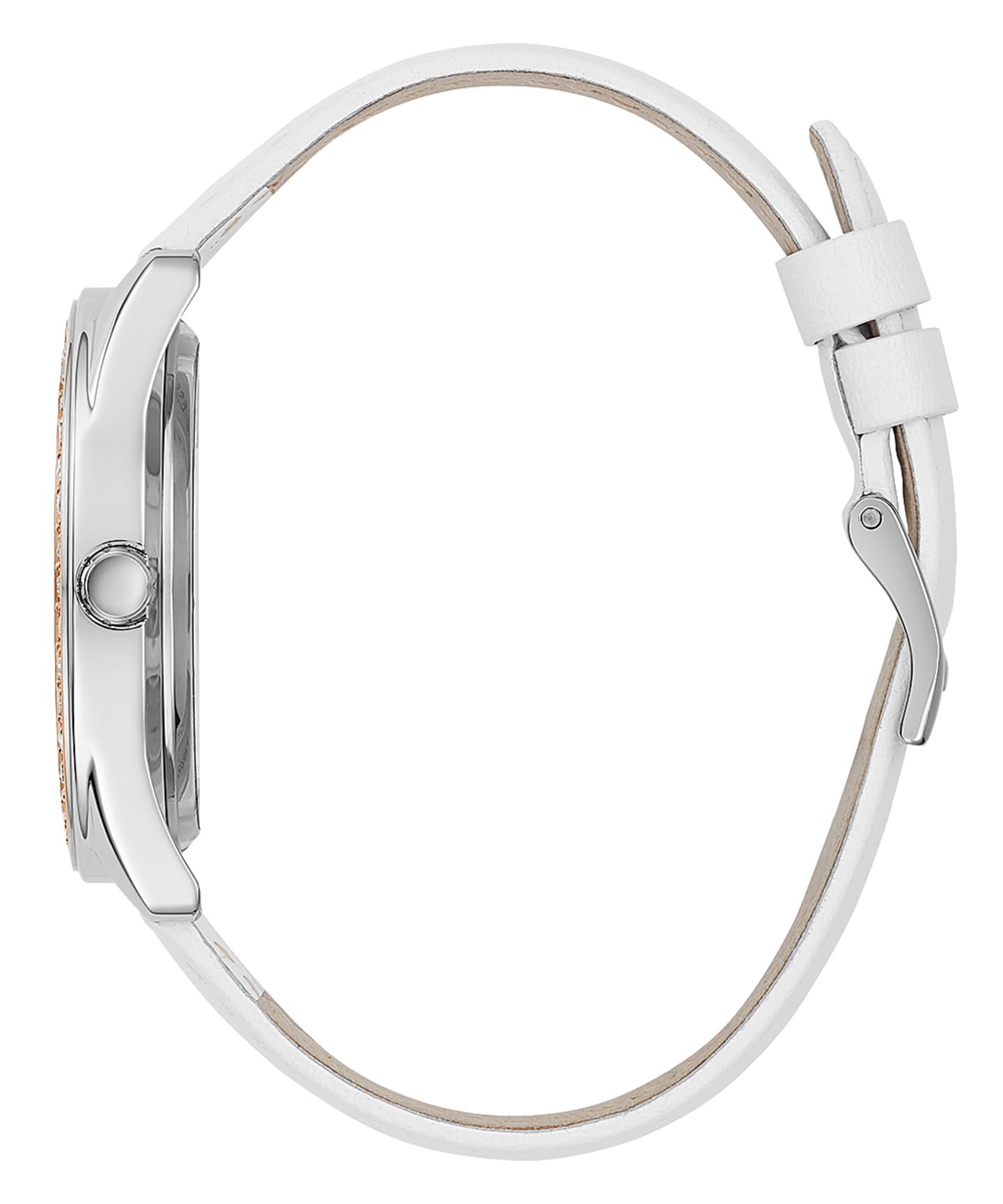 2-Tone Case White Genuine Leather Watch large