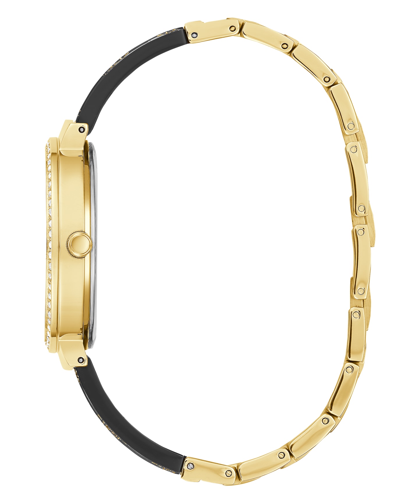 Gold Tone Case Black Resin Watch large