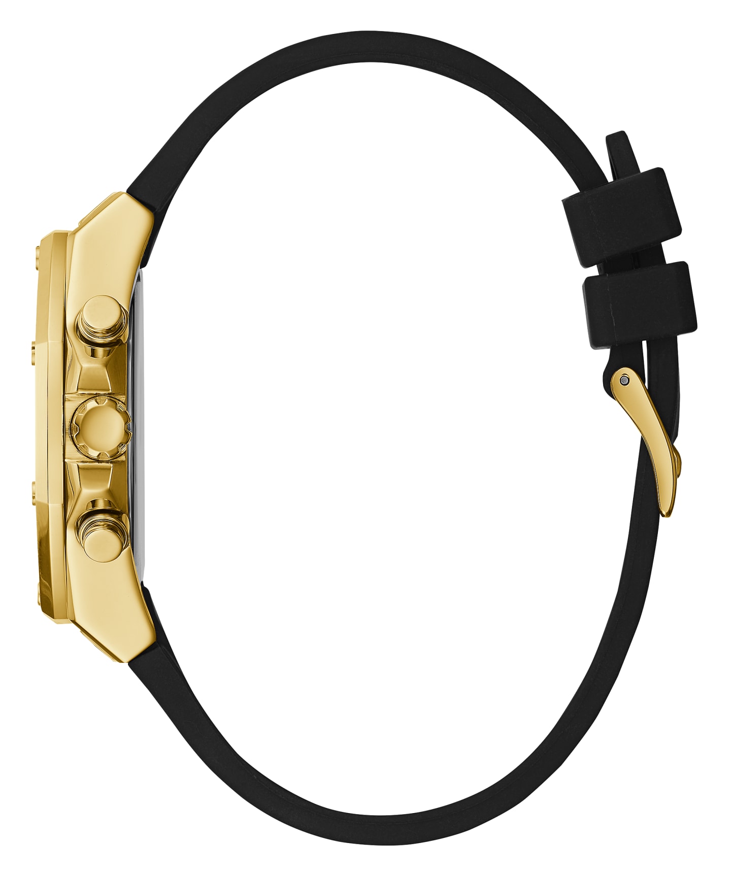 Gold Tone Case Black Silicone Watch large