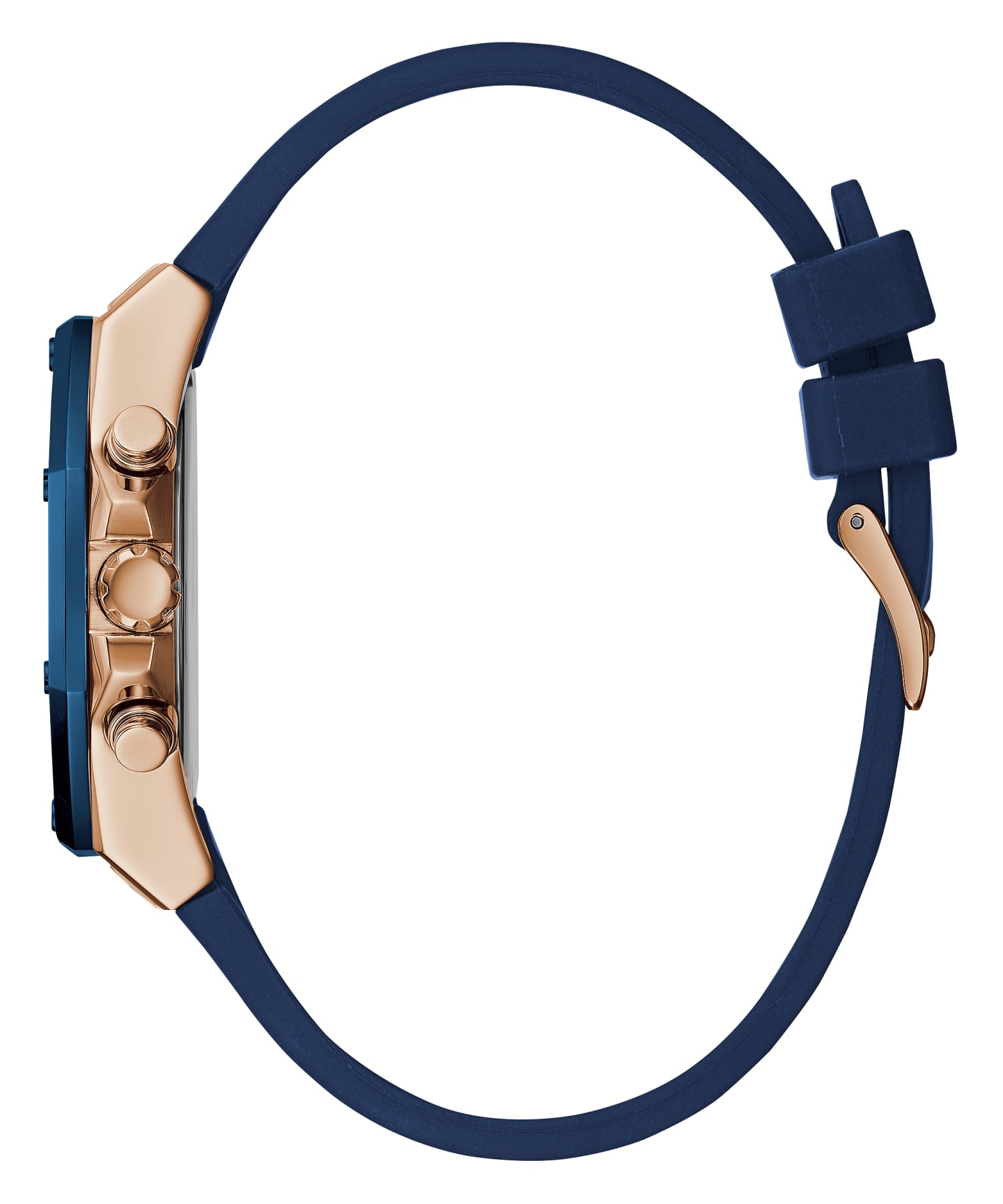 Rose Gold Tone Case Blue Silicone Watch large