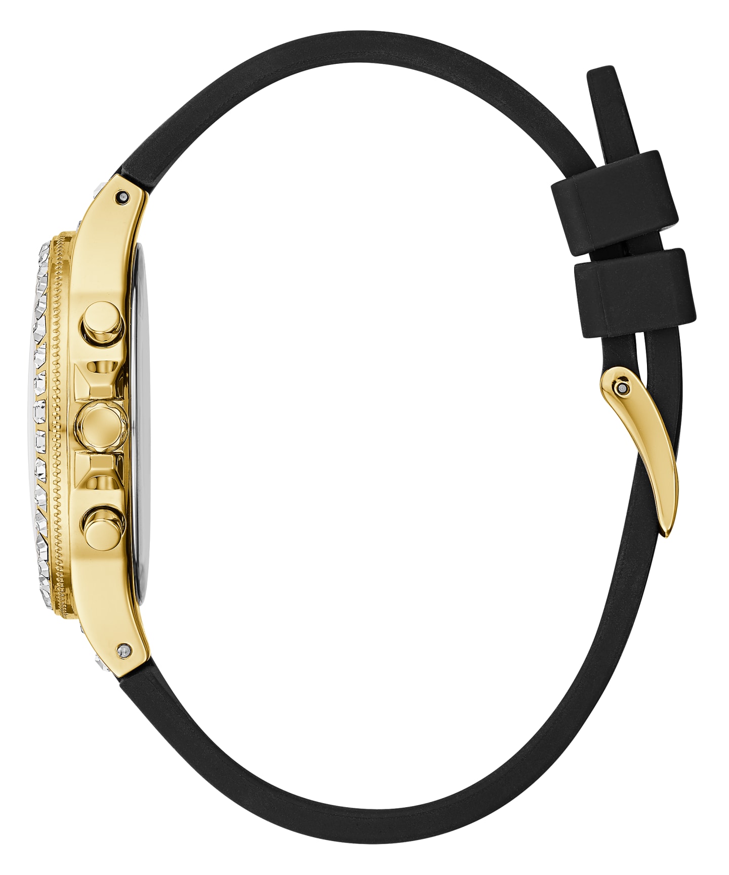 Gold Tone Case Black Silicone Watch large