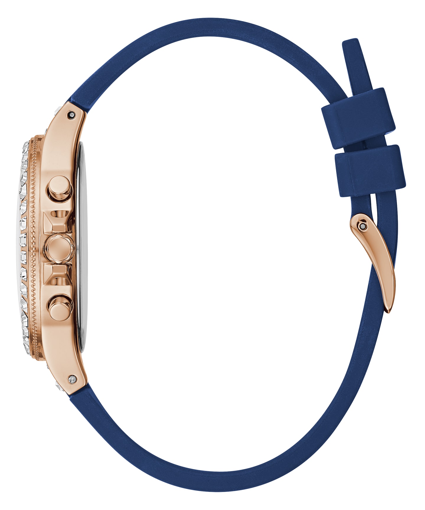 Rose Gold Tone Case Blue Silicone Watch large