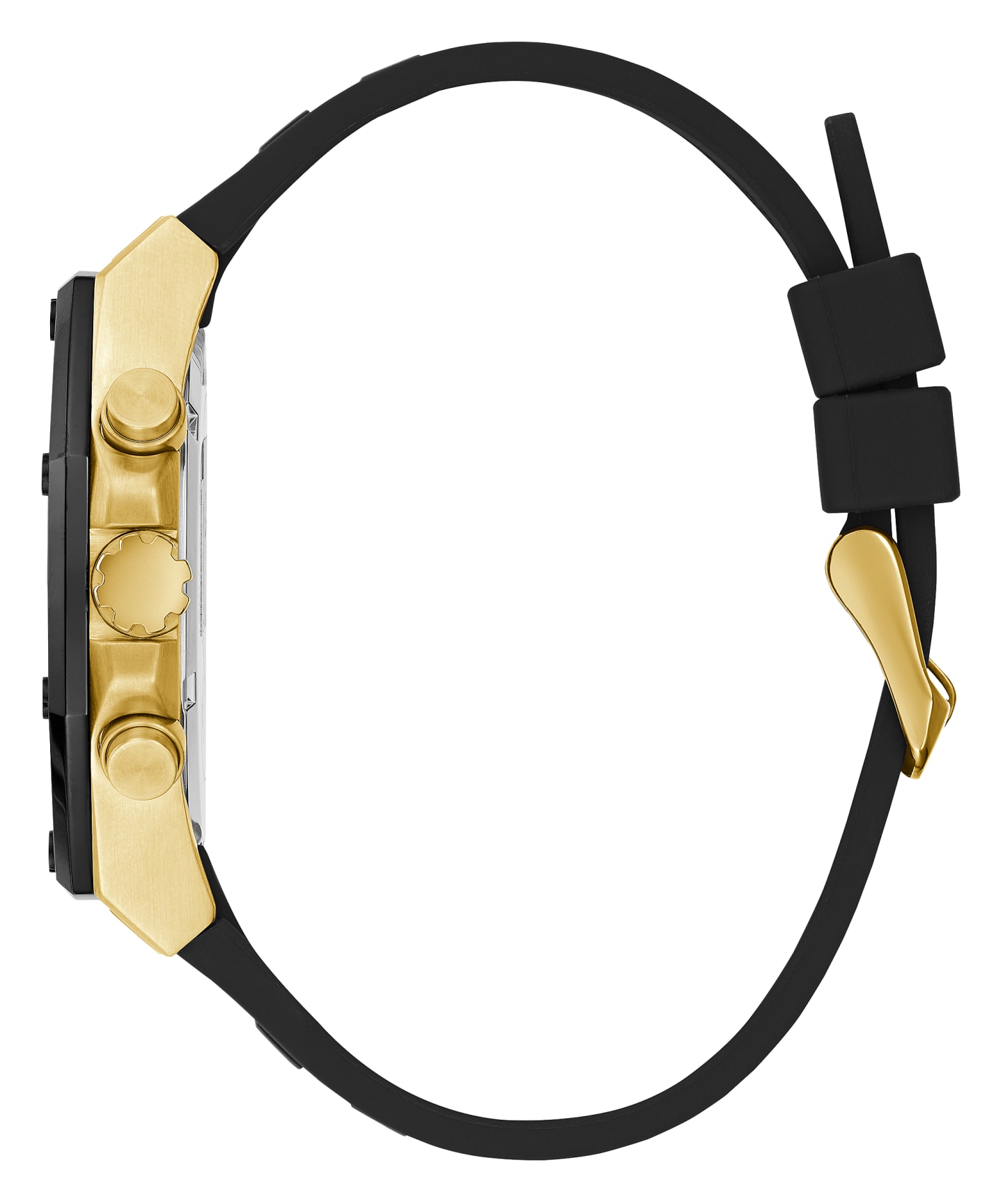 Gold Tone Case Black Silicone Watch large